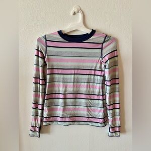 IVIVVA Reversable Long Sleeve Shirt - Pink/navy stripe and solid navy. Sz 12 EUC